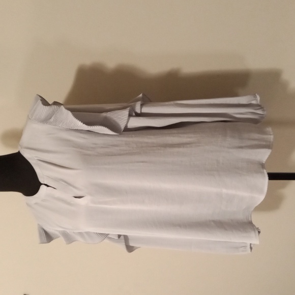 Simply Vera -Vera Wang V Neck Long Sleeve Accordion Ruffle Detail Blouse Size L - Picture 3 of 9